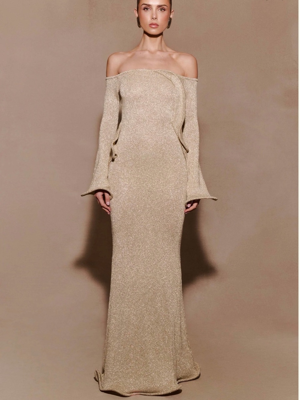 Meshki Sandrine Lurex Knit Maxi Dress - Gold